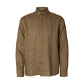 Chemise Selected SLHREGKILYAN Linen Chocolate Chip