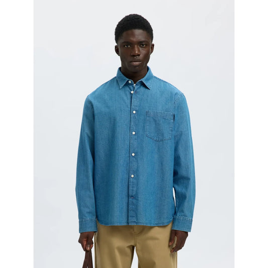 Chemise Selected SLMREGCLAUS Denim LS Medium Blue