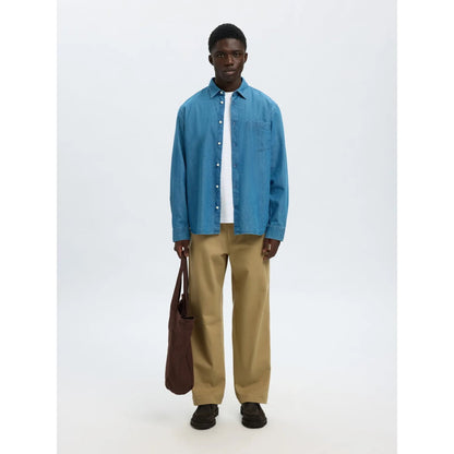 Chemise Selected SLMREGCLAUS Denim LS Medium Blue