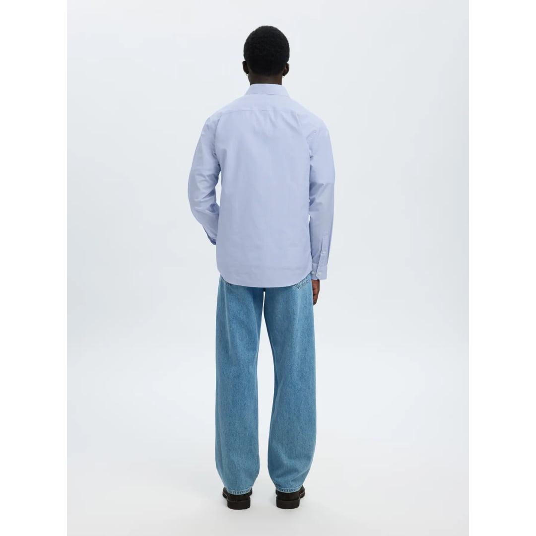 Chemise Selected SLMSLIM-LUX Poplin Mix Bright White Navy