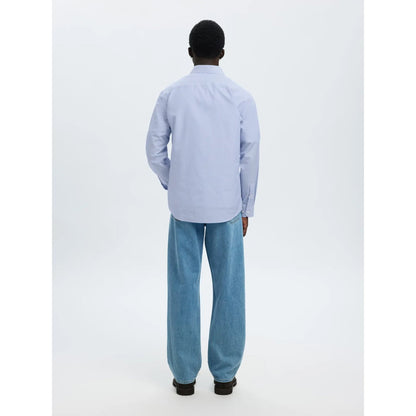 Chemise Selected SLMSLIM-LUX Poplin Mix Bright White Navy