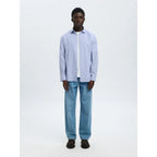 Chemise Selected SLMSLIM-LUX Poplin Mix Bright White Navy