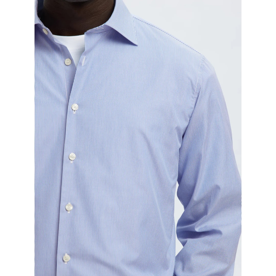 Chemise Selected SLMSLIM-LUX Poplin Mix Bright White Navy