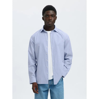 Chemise Selected SLMSLIM-LUX Poplin Mix Bright White Navy