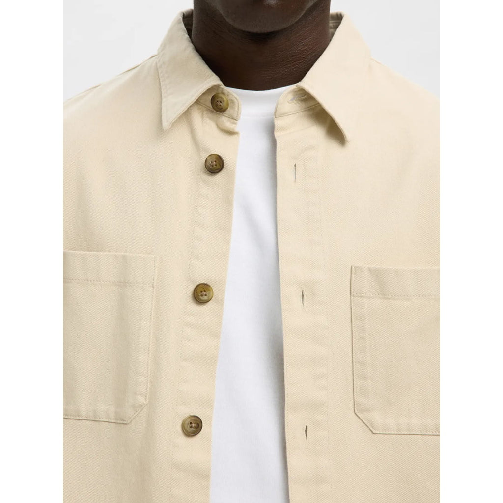 Chemise Selected SLMTRAVIS Twill Overshirt Oatmeal