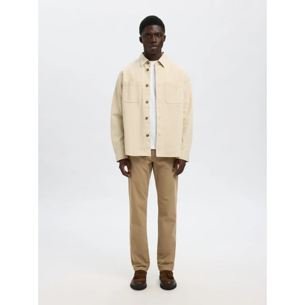 Chemise Selected SLMTRAVIS Twill Overshirt Oatmeal