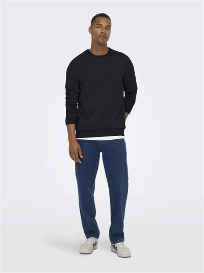 Sweat Col Rond Only & Sons Onsceres Black