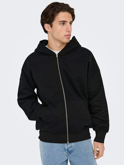 Sweat à Capuche Zippé Only & Sons Onsdan Life Heavy Black