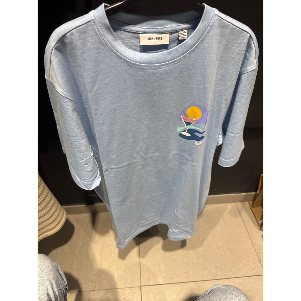 ONSPALM DAYS PRINT RLX SS TEE BLUE - Onspalm Days Print Rlx