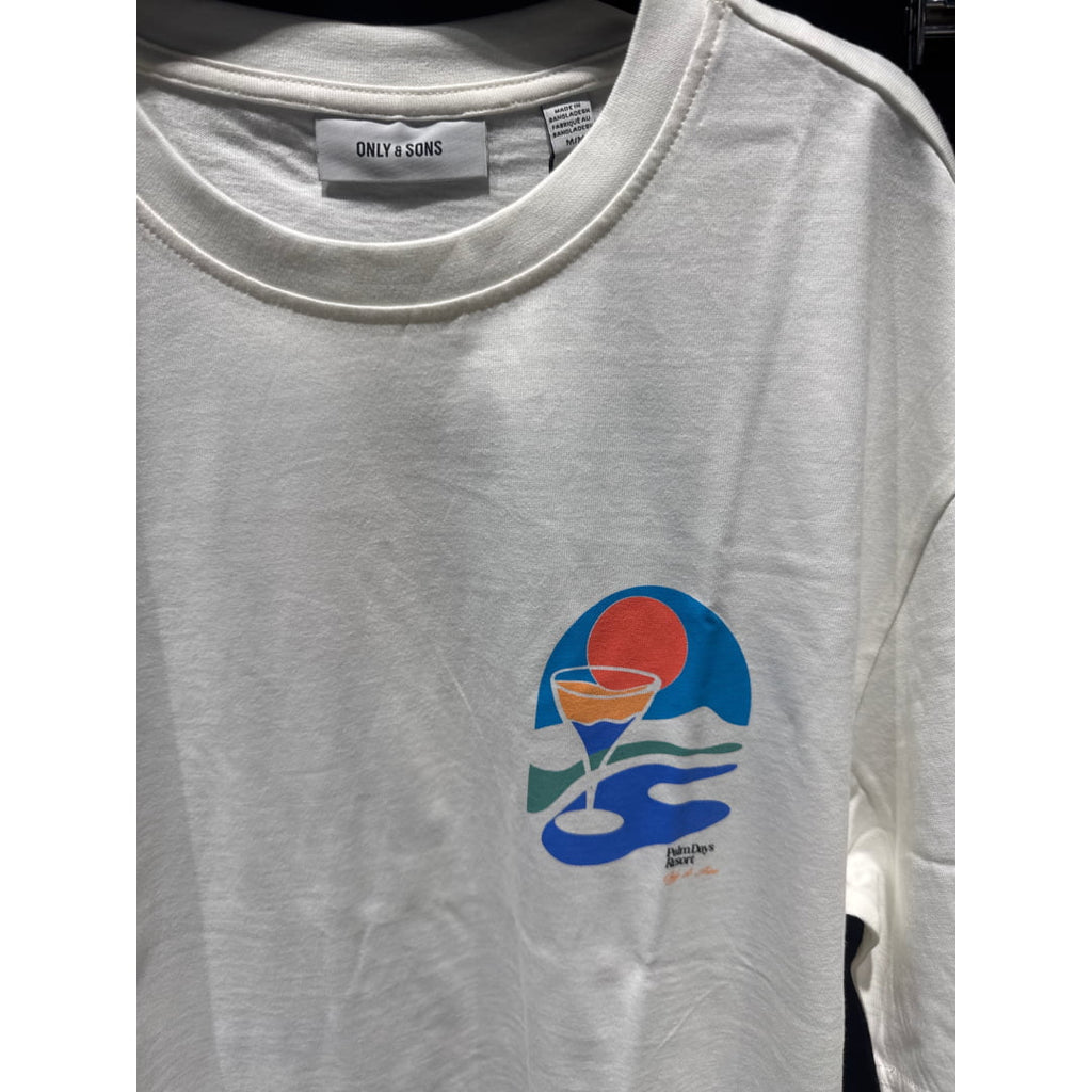 ONSPALM DAYS PRINT RLX SS TEE WHITE - Onspalm Days Print