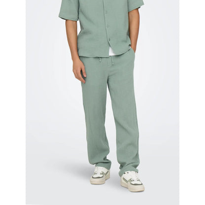 Pantalon Only & Sons Onssinus Loose 0158 Green - Ribstop