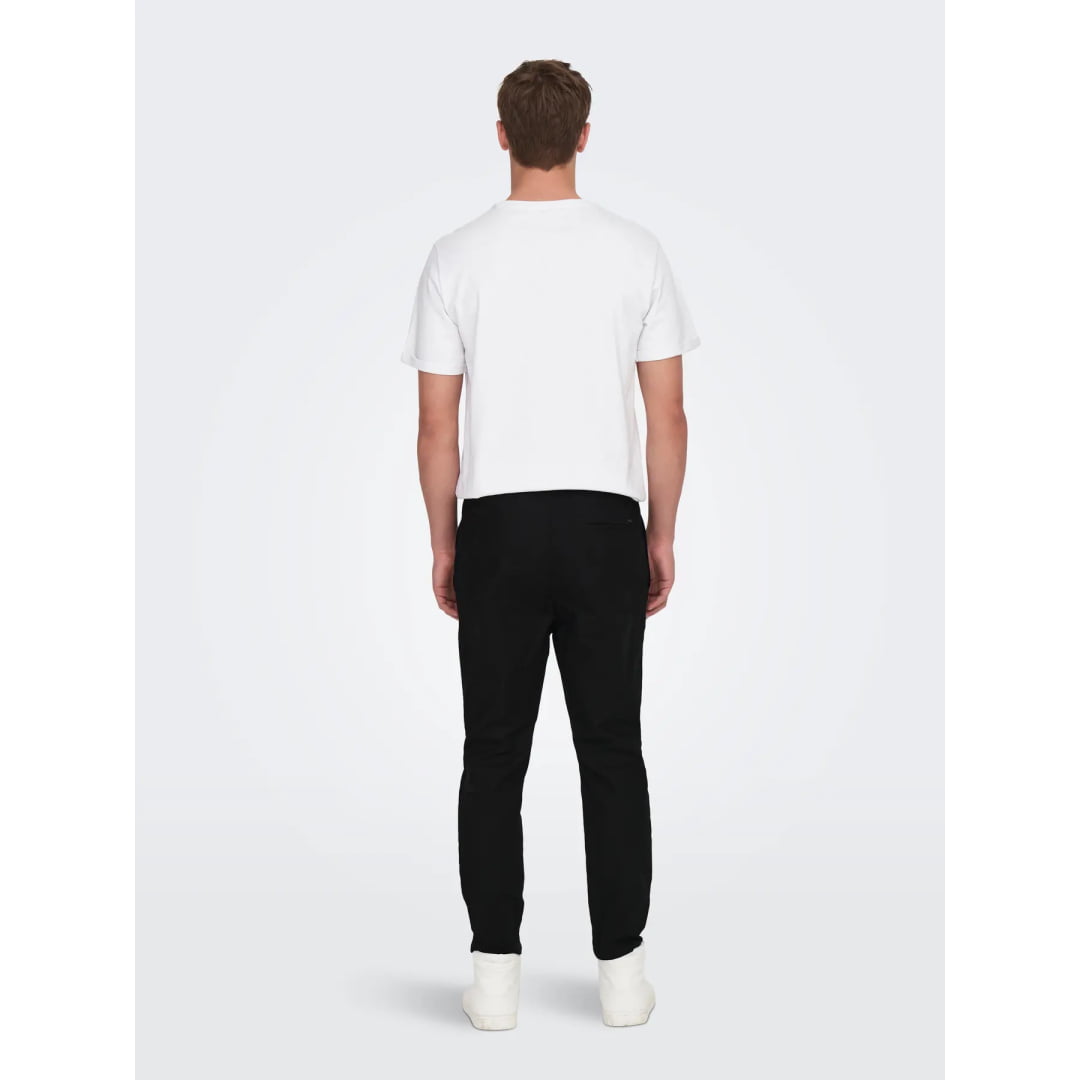 Pantalons en Lin Only & Sons Crop Cot Black - En Bright
