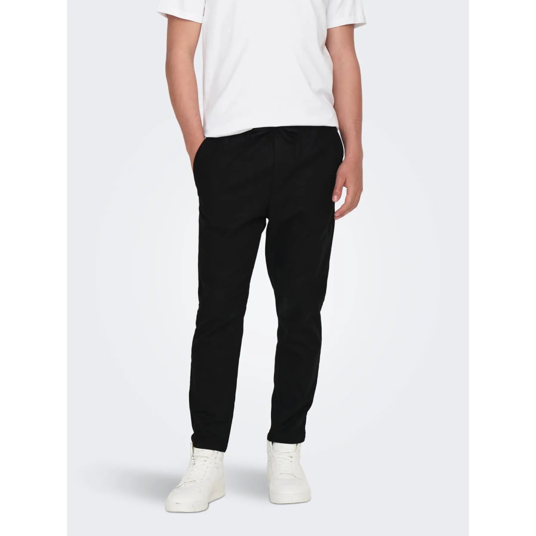 Pantalons en Lin Only & Sons Crop Cot Black - En Bright