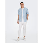 Pantalons en Lin Only & Sons Crop Cot Bright White