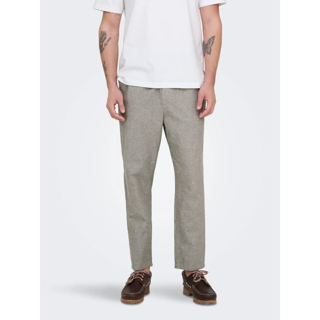 Pantalons en Lin Only & Sons Crop Cot Bungee Cord Two Tone