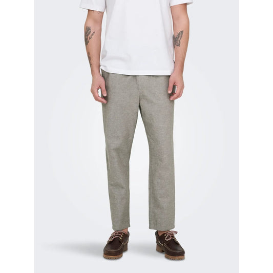 Pantalons en Lin Only & Sons Crop Cot Bungee Cord Two Tone