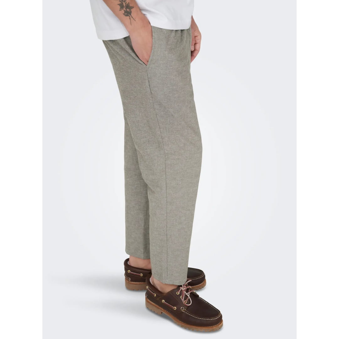 Pantalons en Lin Only & Sons Crop Cot Bungee Cord Two Tone