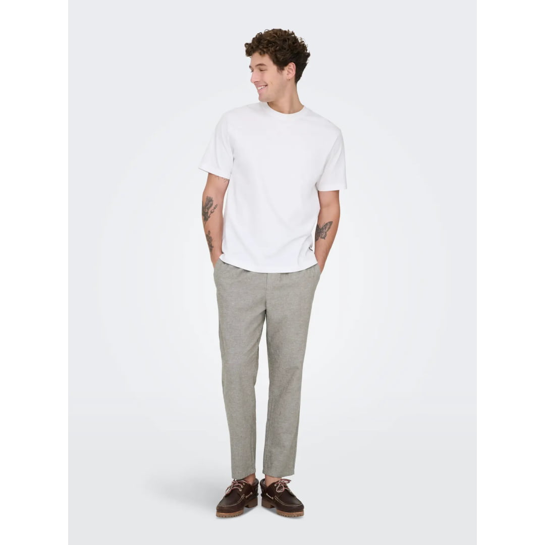 Pantalons en Lin Only & Sons Crop Cot Bungee Cord Two Tone