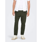 Pantalons en Lin Only & Sons Onslinus Crop Cot Olive Night