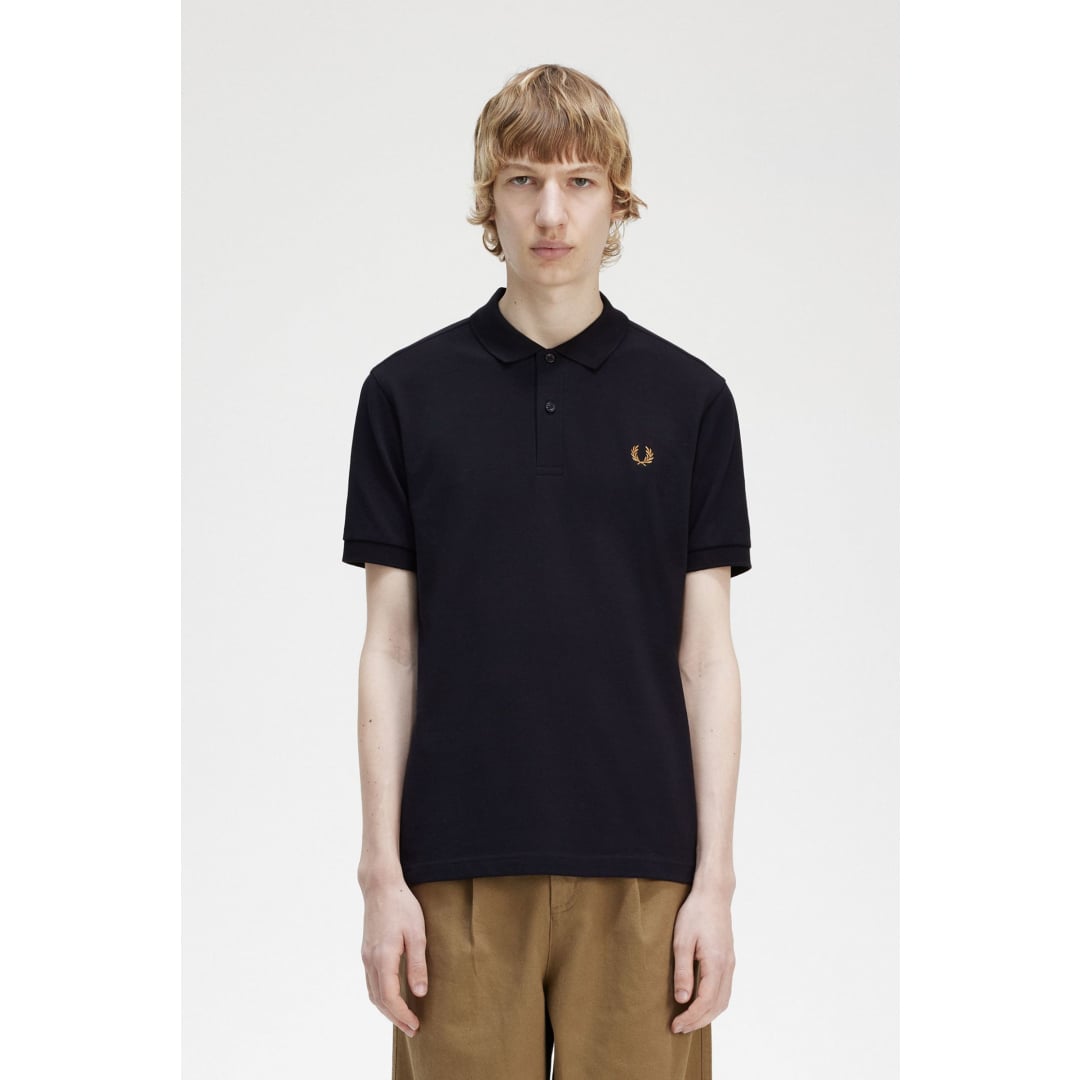 Polo Fred Perry Plain Navy Dark Caramel - Insidshop.com