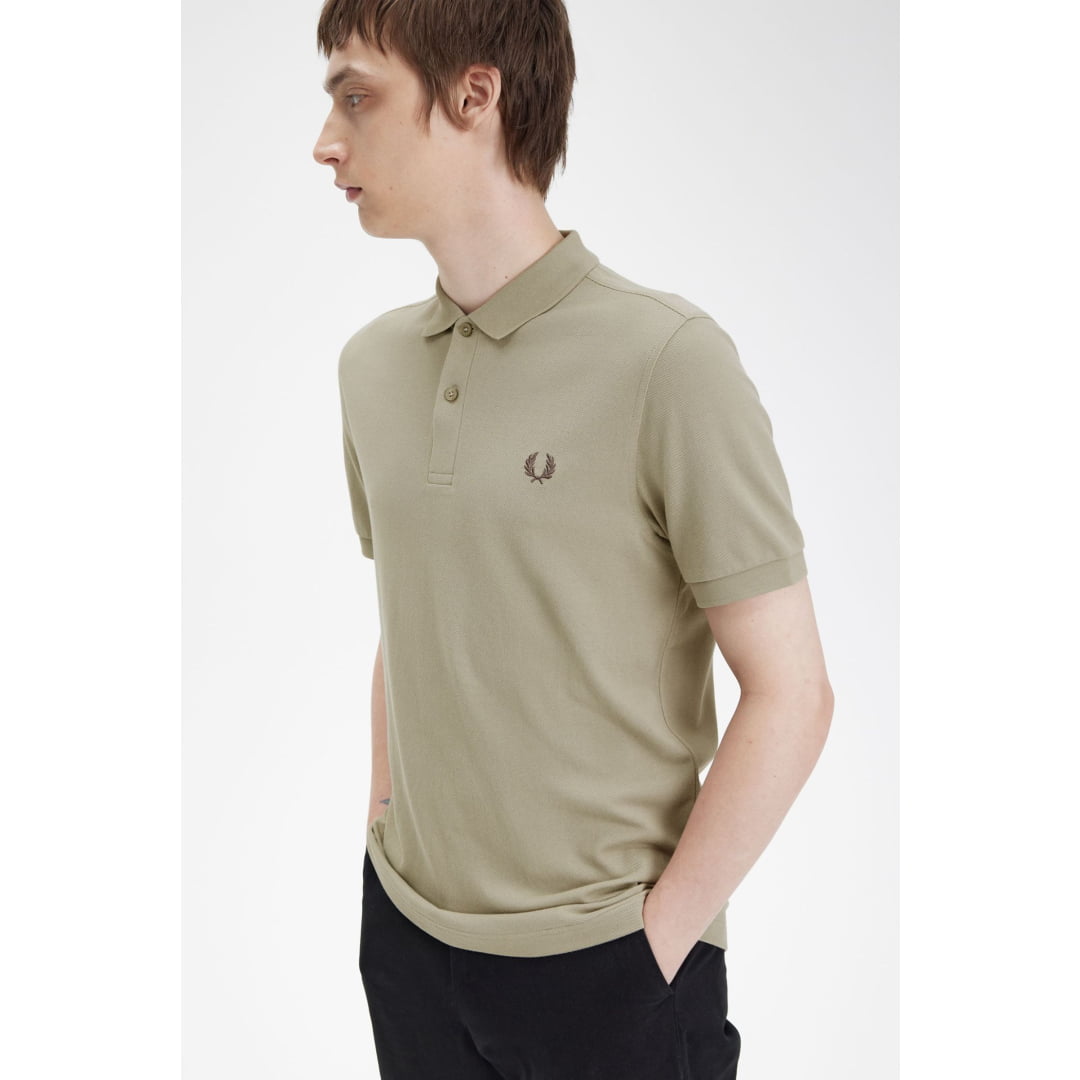 Polo Fred Perry Plain Warm Grey Brick - White Insidshop.com