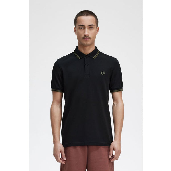 Polo Fred Perry Twin Tipped Black & Field Green