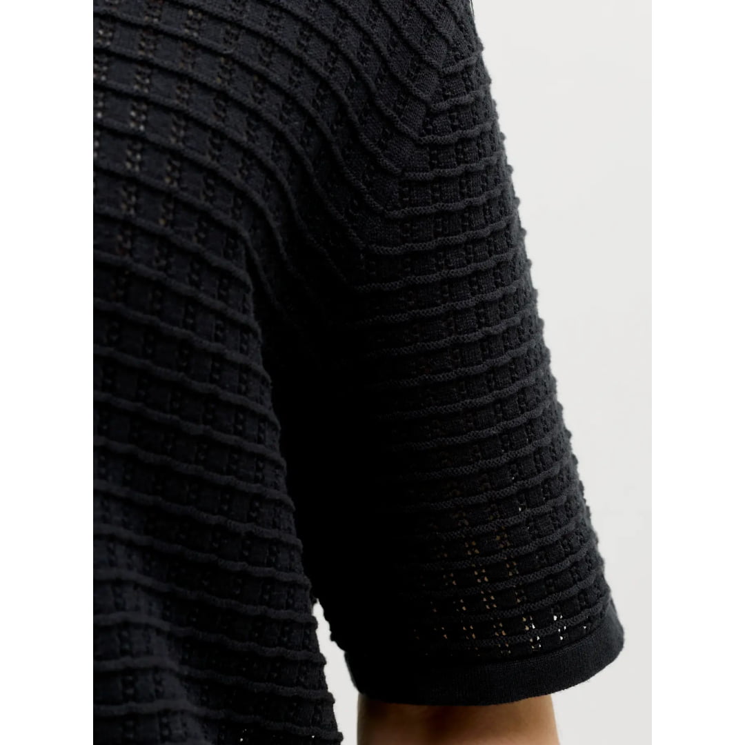 Polo Jack & Jones JORNANTUCKET Knit Split Neck Black