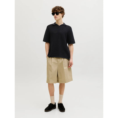 Polo Jack & Jones JORNANTUCKET Knit Split Neck Black