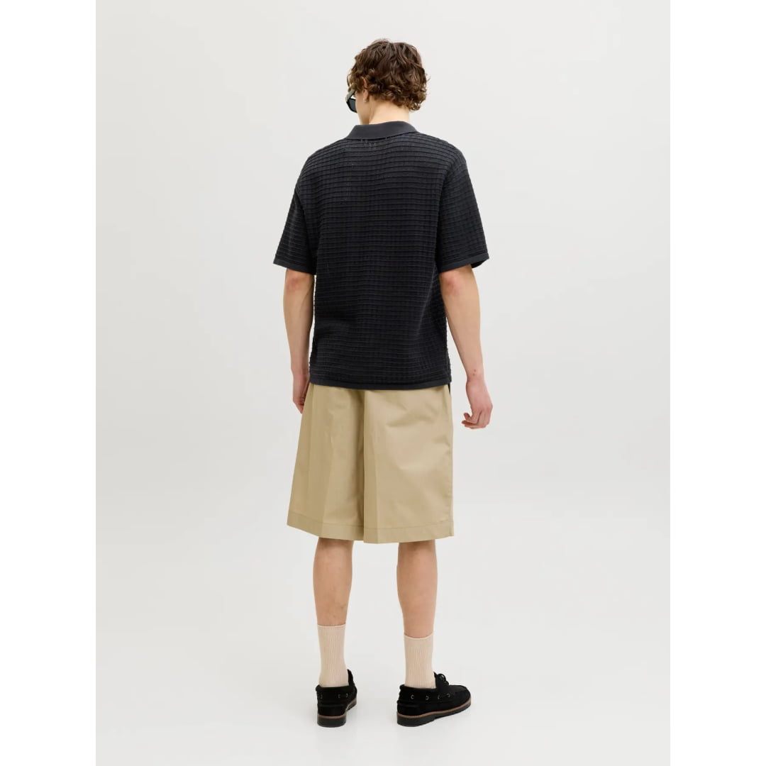 Polo Jack & Jones JORNANTUCKET Knit Split Neck Black