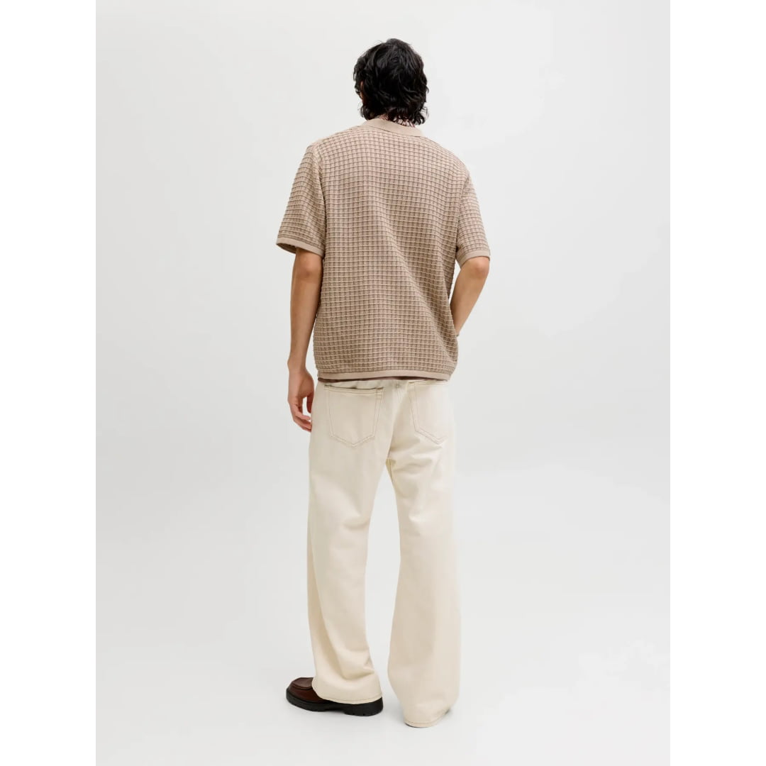 Polo Jack & Jones JORNANTUCKET Knit Split Neck Feather Gray