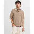 Polo Jack & Jones JORNANTUCKET Knit Split Neck Feather Gray