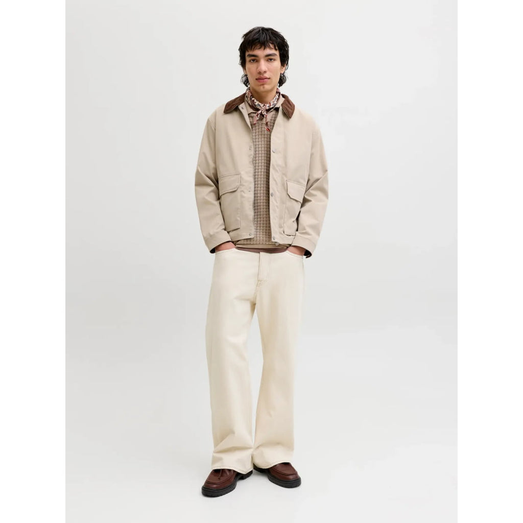 Polo Jack & Jones JORNANTUCKET Knit Split Neck Feather Gray