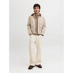 Polo Jack & Jones JORNANTUCKET Knit Split Neck Feather Gray