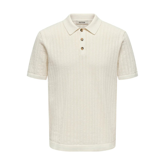 Polo Only & Sons ONSMOON Reg 12 SS Knit Egret - Onsmoon Ss