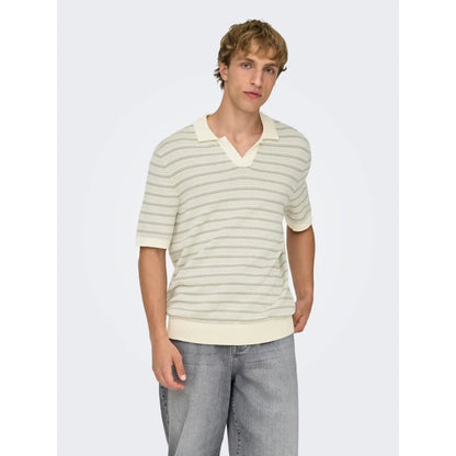 Polo Only & Sons ONSTILO Life SS Split Neck Knit Gardenia