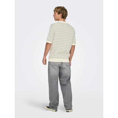 Polo Only & Sons ONSTILO Life SS Split Neck Knit Gardenia