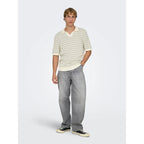 Polo Only & Sons ONSTILO Life SS Split Neck Knit Gardenia