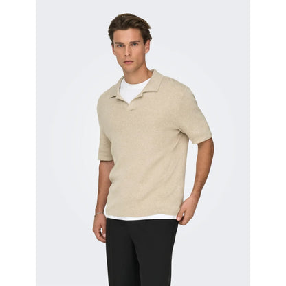 Polo Only & Sons Onstravis Reg 12 SS MEL Knit Oatmeal - Ss