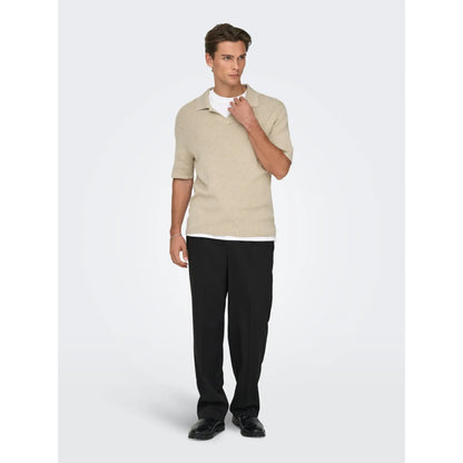 Polo Only & Sons Onstravis Reg 12 SS MEL Knit Oatmeal - Ss
