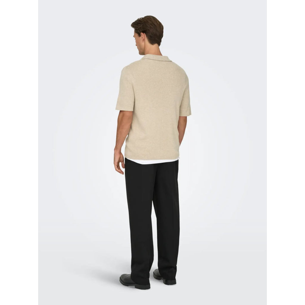 Polo Only & Sons Onstravis Reg 12 SS MEL Knit Oatmeal - Ss