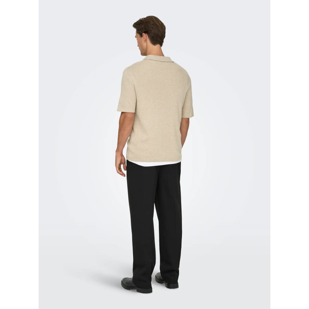 Polo Only & Sons Onstravis Reg 12 SS MEL Knit Oatmeal - Ss
