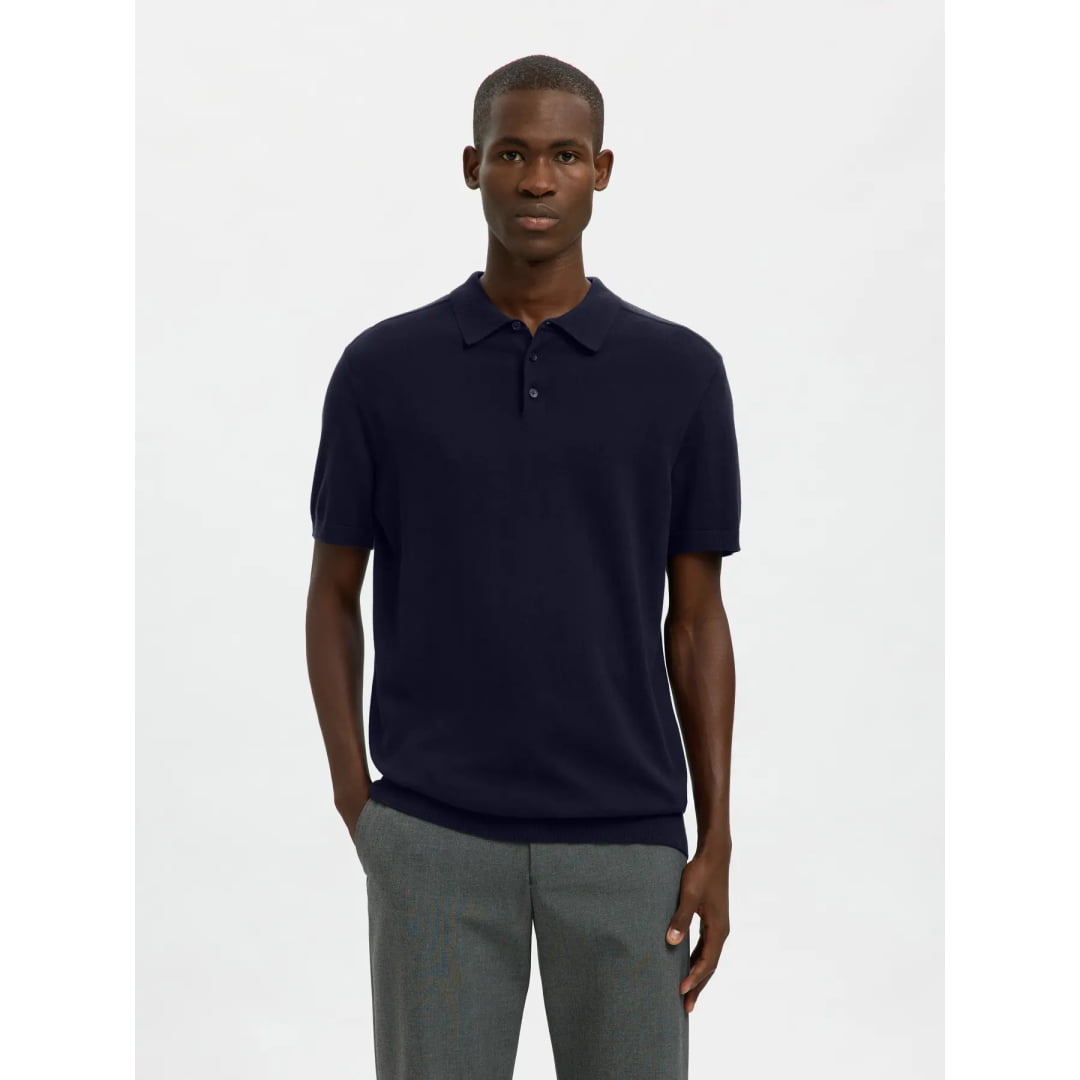 Polo Selected SLHBERH SS Navy Blazer Melange - Slhberh Ss