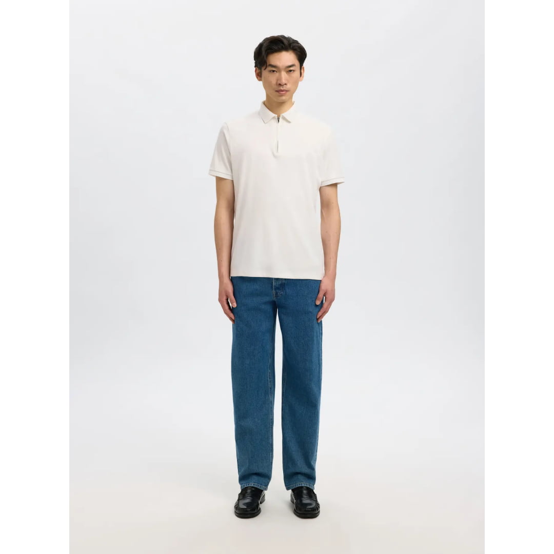 Polo Selected SLHFAVE Zip Cloud Dancer - Slhfave