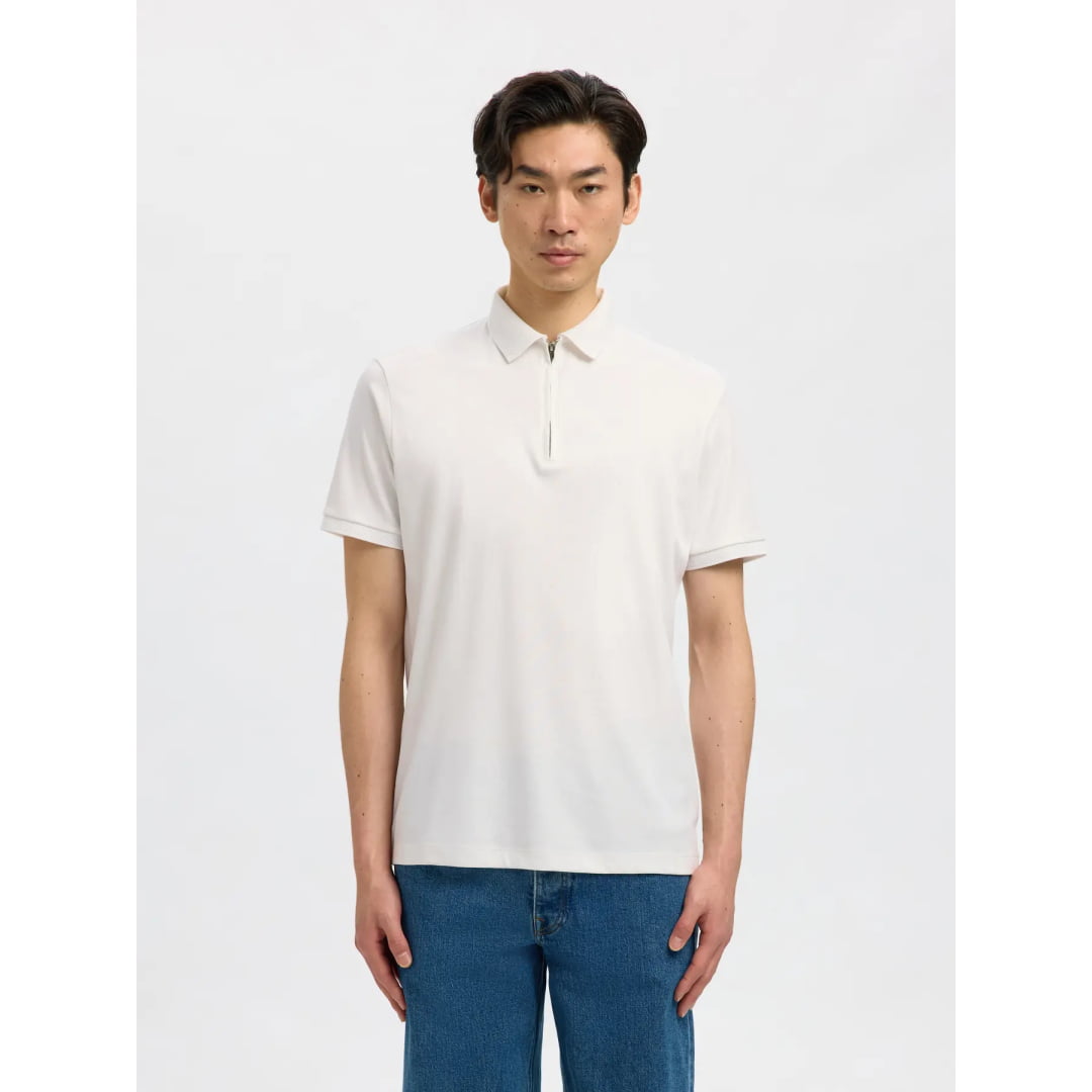 Polo Selected SLHFAVE Zip Cloud Dancer - Slhfave