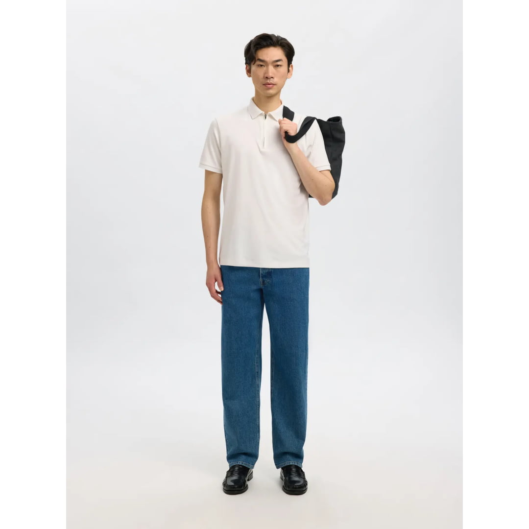 Polo Selected SLHFAVE Zip Cloud Dancer - Slhfave