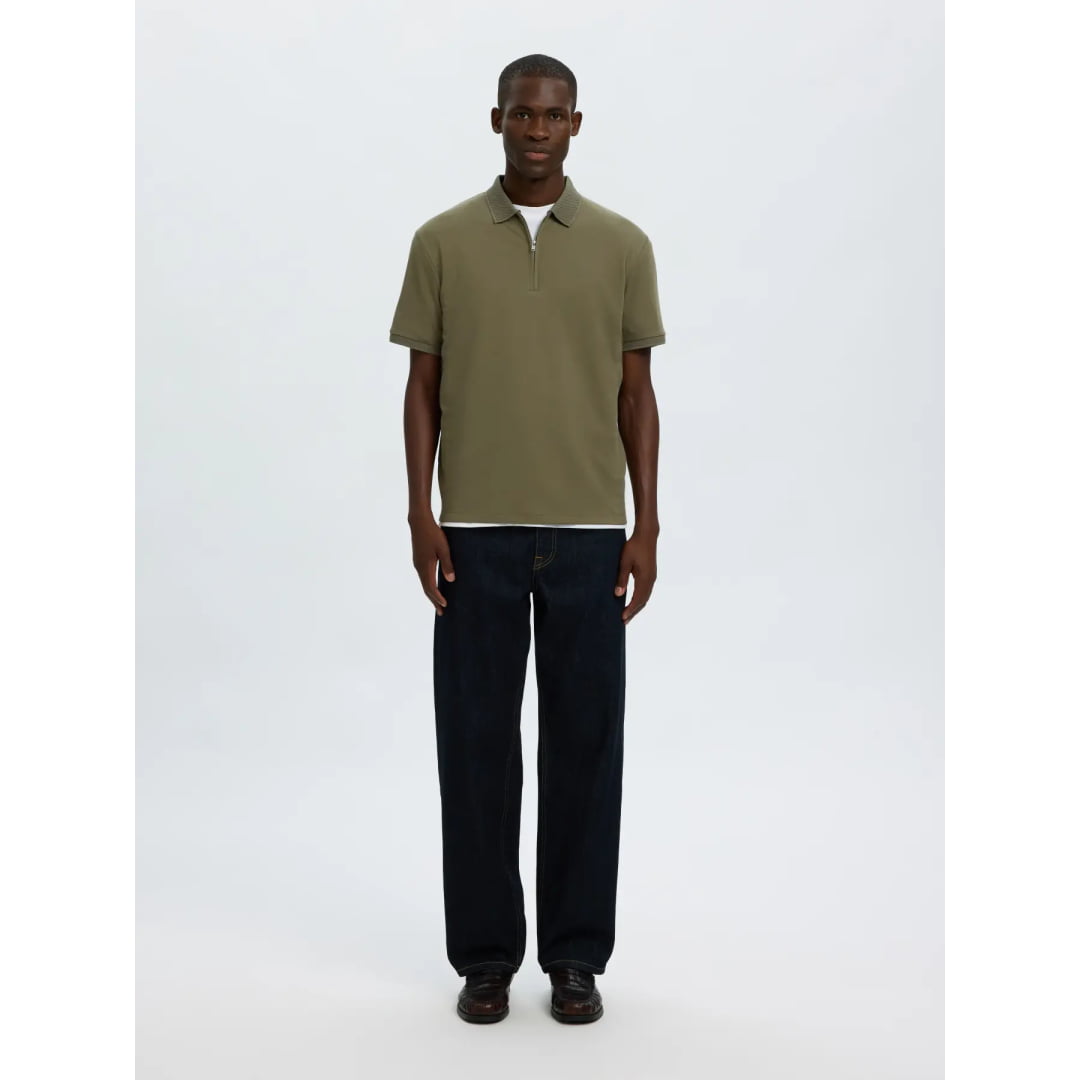 Polo Selected SLHFAVE Zip Kalamata - Cloud Dancer
