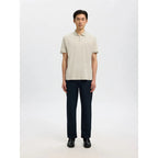 Polo Selected SLHFAVE Zip Oatmeal - Slhfave Cloud Dancer