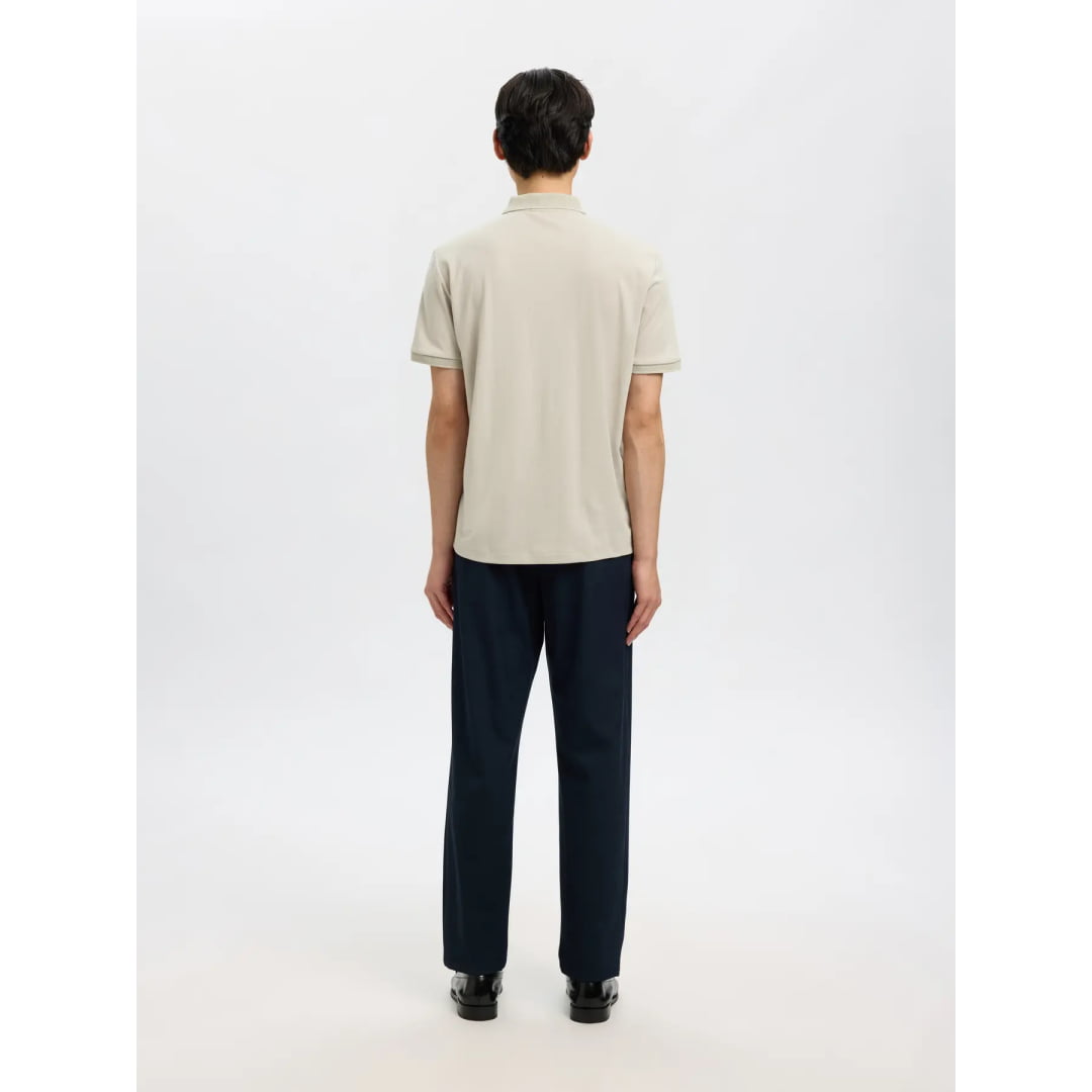 Polo Selected SLHFAVE Zip Oatmeal - Slhfave Cloud Dancer