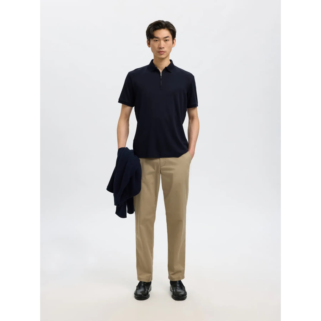 Polo Selected SLHFAVE Zip Sky Captain - Slhfave Black