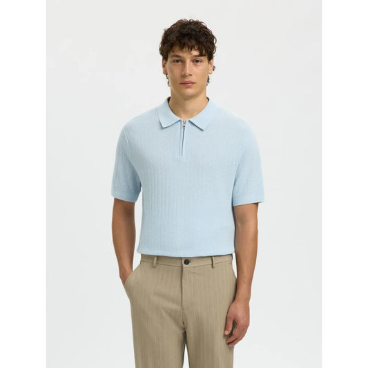 Polo Selected SLMCRAN SS Knit Structure Zip Skyway